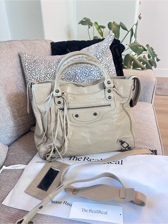 Balenciaga Handbags - Balenciaga Vintage Le City Velo Beige Latte Leather Satchel Shoulder Bag